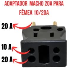 Adaptador Pino Macho 20A Grosso Para 10A Resistente Garantido Anti Chamas Dif