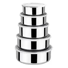 Kit Cinco Potes Hermeticos Inox Com Tampa Vedaçao Perfeita Armazenamento Seguro