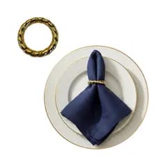 Kit Porta Guardanapo Mesa Posta Luxo Anel Torcido Dourado 12 e 6 HS LUX