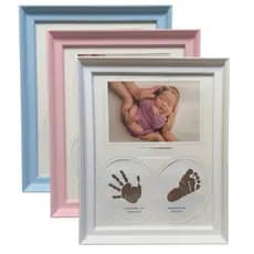 Quadro Porta Retrato Infantil Bebê Com Kit Tinteiro e Molde Mão e Pé Decoração