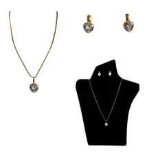 Conjunto Colar e Brinco Ponto de Luz Folheado Ouro 18k Quadrado Redondo Coração Gota