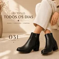 Bota Feminina Preta Cano Curto com Zíper – Confortável, Casual, Elegante – 34 ao 40 - Oferta