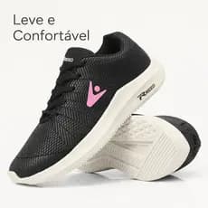 Tênis Academia Feminino Esportivo Ortopédico Caminhada Corrida Preto Rosa