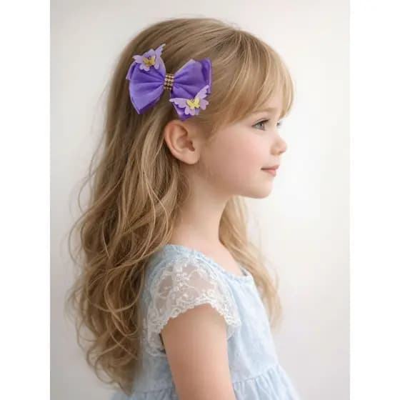 Presilha Laço Infantil Borboleta luxo Com Strass Fita Tule