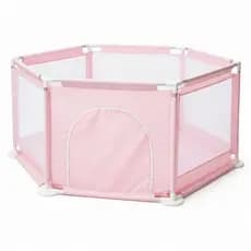 Cercadinho Infantil Rosa Para Bebê Cercado Seguro Desmontável Com Tela Transparente Baby Bear
