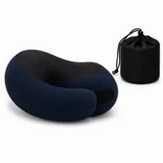 Travesseiro de Viagem Memory Foam Apoio Cervical Anatômico Almofada Pescoço Confortável Silent AZUL MARINHO