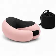 Travesseiro de Pescoço Memory Foam Para Viagem Almofada Cervical Ergonômica Confortável Silent ROSA