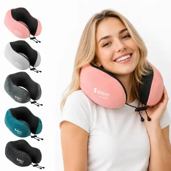 Almofada de Pescoço Memory Foam para Viagem Apoio Cervical Ergonômico Confortável Silent | ENVIO RÁPIDO