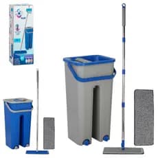 Mop Flat Com Balde Lava Seca E 2 Refis Rodo Mágico Cleantech Sortida