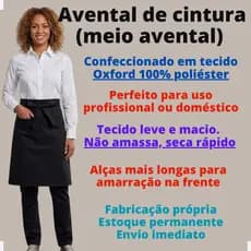 Avental de cintura (Meio Corpo tipo saião) Profissional - tecido Oxford leve e Resistente