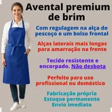 Avental de cozinha Premium - Avental de tecido BRIM - com regulagem e bolso - várias cores