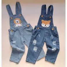 Macacão infantil Jeans - Jardineira Infantil Jeans - Macacão Jeans Infantil - Jardineira Jeans para bebê cumprida