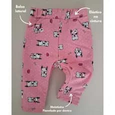 Calça de Moletinho Flanelada para Bebês - Calça infantil em moletinho com bolso Calça para bebê - Calça grossinha