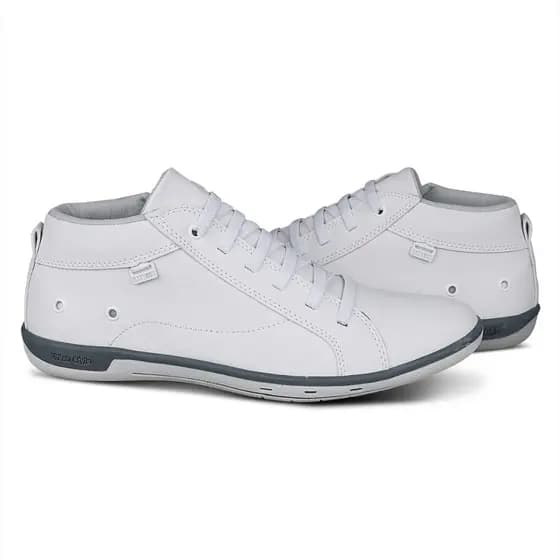 Bota Branca Casual Masculina Confortável Elástico Zíper Calce Fácil Sola Antiderrapante Leve Macia Cano Curto
