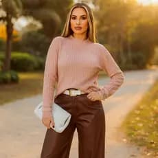 Blusa Feminina Tricot Modal RS Malhas | Manga Longa, Texturizada, Ponto Trama, Elegante, Inverno