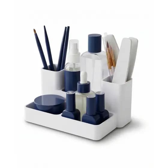 Organizador Nail Profissional Porta Esmaltes Pincéis Lixas Manicure Bancada Clean Compacto