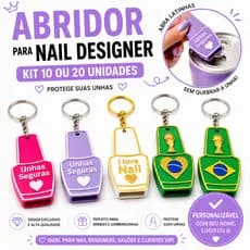 KIT 10 ou 20 Abridor De Latas Chaveiro Nail Designer Personalizado