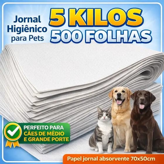 Jornal Papel Pet Limpo 2KG, 3KG, 4KG, 5KG, 10KG Tapete Pet Biodegradável FOLHAS GRANDES 50 ×70