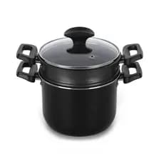 Cuscuzeira Induct+ Preta 16 cm 2.4 L em Alumínio com Revestimento Antiaderente Multiflon