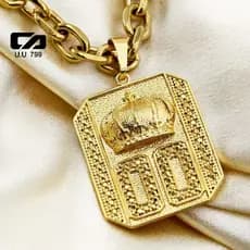 Colar Masculino de Luxo - Corrente Friso Triplo com Pingente Neymar 00 Moeda, Banhado a Ouro 18K