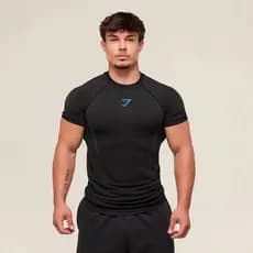 Top de Fitness masculino Casual correndo de secagem rápida respirável collants de manga curta camiseta masculina estiram