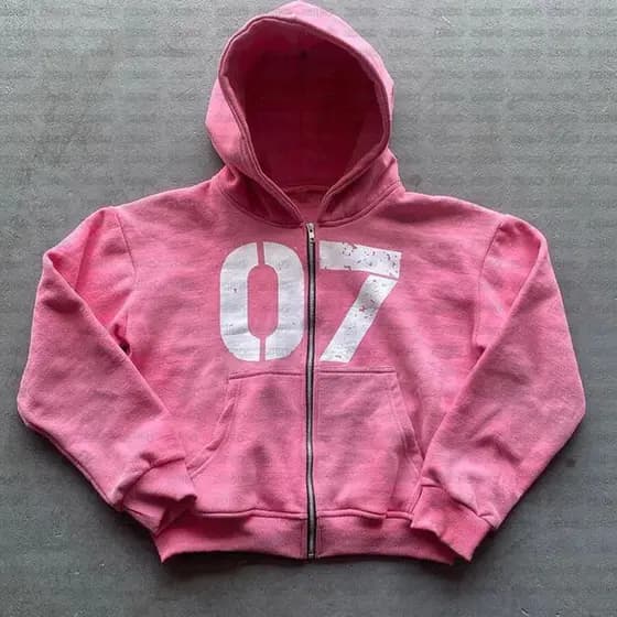 Numeral 7 Impresso Com Zíper Hoodie Y2K Roupas Masculinas Rua Moda Jaqueta Topo Hip-hop Estética Moletom Feminino Vintag