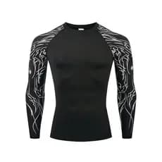 Novas roupas de Fitness masculinas transfronteiriças manga impressão esportes apertado-encaixe de manga comprida transpi