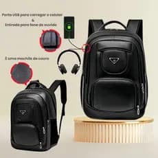 Mochila de couro genuíno Mochila Anti-Chuva Couro LEGÍTIMO para Faculdade com USB D3303-D3307