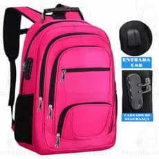 Mochila USB à prova d'água, reforçada e antifurto com trava de combinação. Mochila escolar unissex 1301-1318
