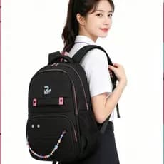MOCHILA FEMININA  Com ENFEITES! À Prova D'Água - Organização Perfeita para Estudantes e Estilosas! RC88121