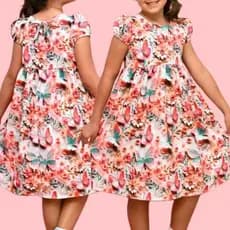 Vestido Infantil Menina Festa Princesa Estampado Borboleta Floral Casual Blogueirinha