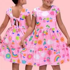 Vestido Infantil Menina Princesa Luxo Estampado Casual Confortável