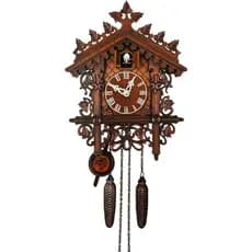 Relógio de Parede Cuco Chalé Clássico Vintage Madeira 30 cm com Pêndulo Luxo Com Passarinho Alarme