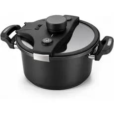 Panela de Pressão Luxo Preta 6 Litros Revestido Cerâmica Fechadura Automática Segura Anti Explosão