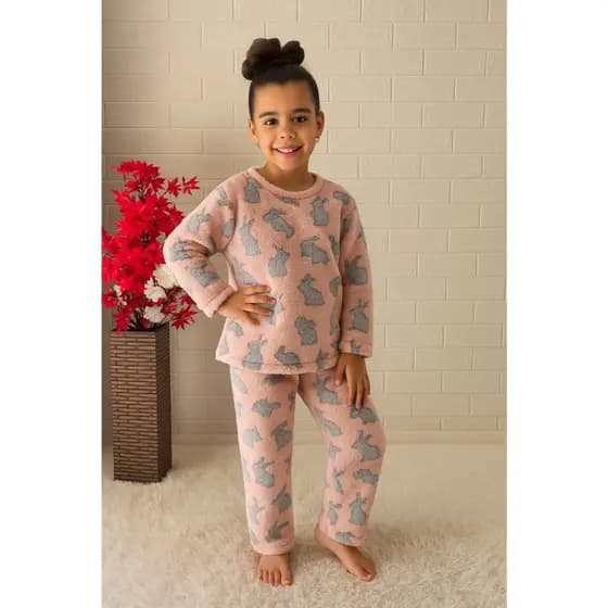 Conjunto Pijama Infantil Super Soft Bem Quentinho Peluciado