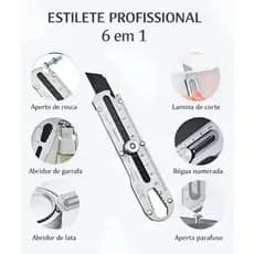 Estilete Profissional Com Trava Aço Inox Maciço Com Régua Abridor Chave Universal - Touro Shop