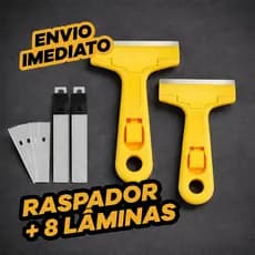 Estilete Raspador Profissional Tira Adesivo Cola Vidro Piso Fogao Parede 1 Unidade + 4 Lâminas Ou 2 Unidades + 8 Lâminas