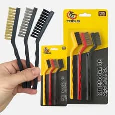 Escova De Aço Para Limpeza Pesada Limpeza Doméstica Cabo Ergonômico Kit com 3/6 Unidades