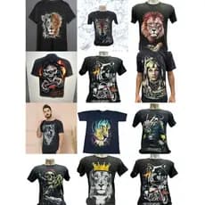 Kit5  G1aoG3 Manga curta de algodão estampado preto com padrão aleatório