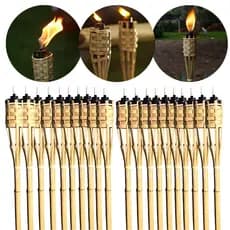 Kit 20 Tochas Bambu Lamparina Iluminação Festa Temática Decoração Jardim Luau 120cm