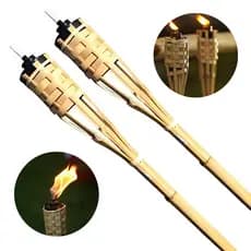 Kit 2 Tochas de Bambu Lamparina Iluminação Festa Temática Decoração Jardim Luau 120cm