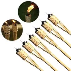 Kit Com 6 Tochas De Bambu Iluminação Decoração Jardim  Luau 120cm