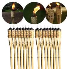Kit 16 Tochas de  Bambu Lamparina Iluminação Festa Temática Decoração Jardim Luau 120cm