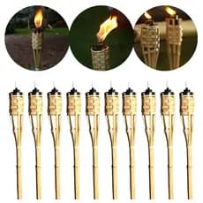 Kit 10 Tochas de  Bambu Lamparina Festa Temática Decoração  Jardim Luau 120cm
