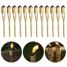 Kit 12 Tochas Bambu Lamparina Iluminação Festa Temática Decoração Jardim Luau 120cm