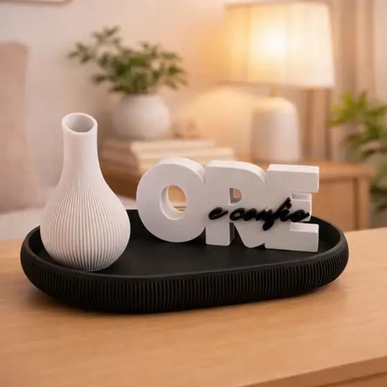 kit Decorativo 'ore e confie' com vazo e bandeja