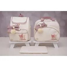 Kit Bolsa Maternidade Personalizado Luxo 3 Peças Mala G Mochila 2x1 E Trocador Térmico Impermeável