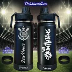 Garrafa Termica Personalizada Com base de Silicone, aço Inox para Academia, Escola, Trabalho 800ml