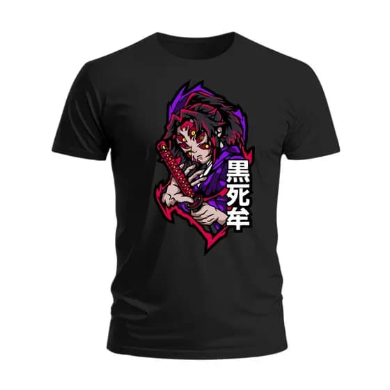 Camiseta Kokushibo Anime Kimetsu no Yaiba Personalizada 100% Algodão T-Shirt Camisa