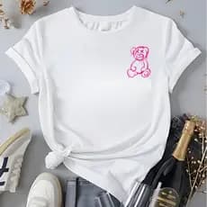 Camiseta Feminina Ursinho Pequeno Blusa 100%Algodão